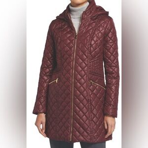 Via Spiga Women's Diamond Quilted Coat in Burgundy size S